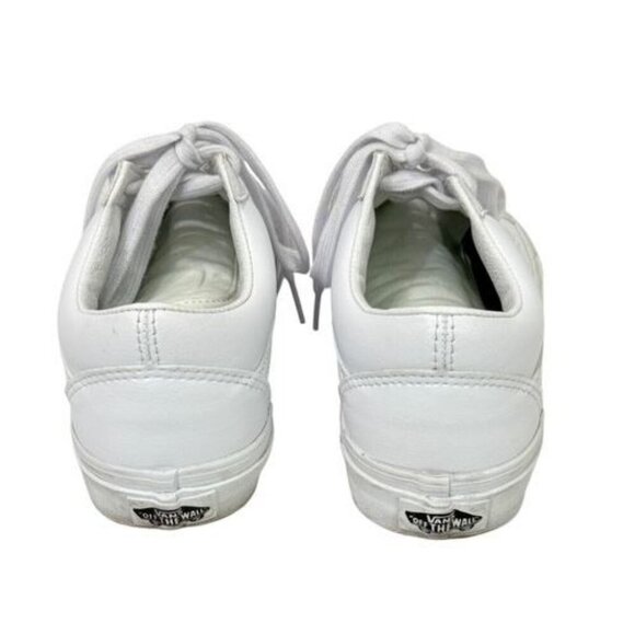 Vans Women's Old Skool Skateboard Shoe Sneaker All White Leather Low Size 6.5 - Picture 4 of 10